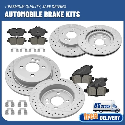 Front & Rear Drilled Brake Rotors + Ceramic Pads Kit for 2007-2013 Mini Cooper - Imagem 1 de 4