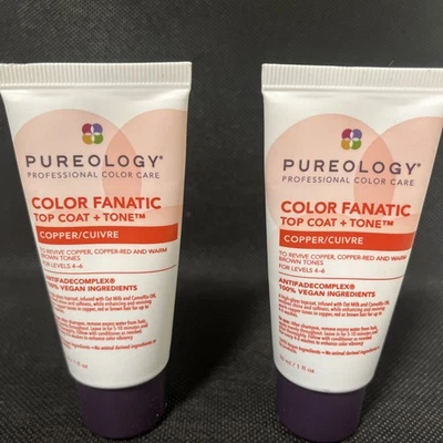 Capa superior Pureology Color Fanatic + tono - cobre 1 oz tamaño de viaje paquete de 2 Foto 1 de 3