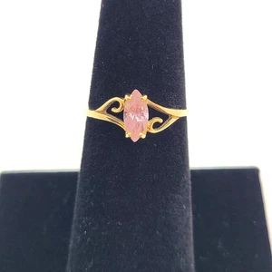 Vintage 10k Gold Ring rosa Kristall Marquise Schliff Größe 6 gemarkt SMG - Bild 1 von 7