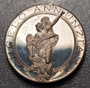 ITALIA MONTEVARCHI TOSCANA MEDALLA 1980 ANGEL ANUNCIANTE PLATA - Picture 1 of 2