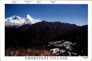 HIMALAYA in NEPAL Postkarte Himalaja Bergsteiger-Dorf GHOREPANI Annapurna Range - Picture 1 of 2
