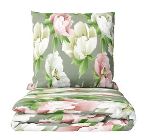 Bettwäsche 135 x 200 Set Baumwolle Blumen Beige Rosa 155x220 Floral Renforce  - Bild 1 von 21