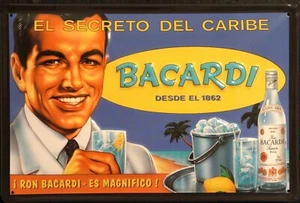 Bacardi El Secreto Del Caribe embossed steel sign 300mm x 200mm - Picture 1 of 1