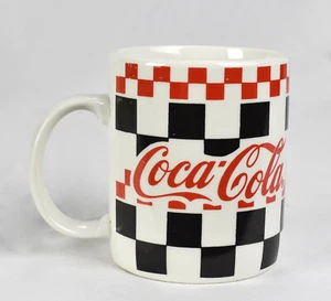Coke Gibson Coca Cola Coffee Mug Cup Vintage Red Black Checkered Board - Picture 1 of 8