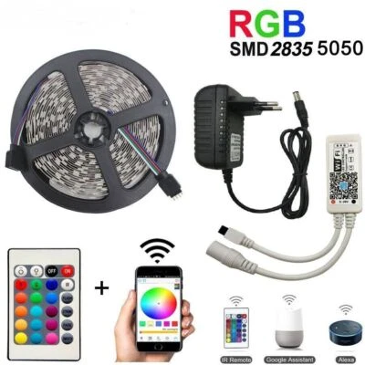 WiFi Smart Led Strip Light SMD 5050 2835 60leds/m RGB Controller tape lamp set - Image 1 of 4
