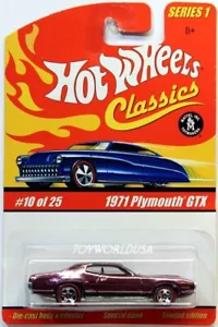 Hot Wheels Cool Classics Serie 1 1971 2004 Plymouth GTX #10/25 - Foto 1 di 4