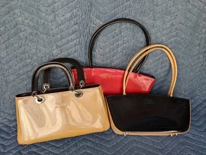 Beijo Branded Handbag Satchel Red Black Tan Patent Leather, Good Condition - Picture 1 of 19
