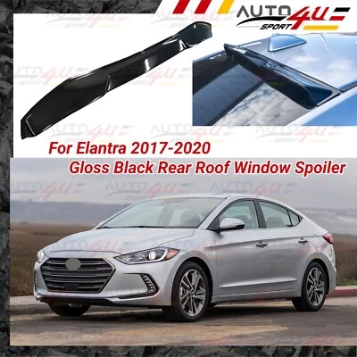 Se adapta a Hyundai Elantra 2017-2020 negro brillante techo trasero ventana visera alerón Foto 1 de 4