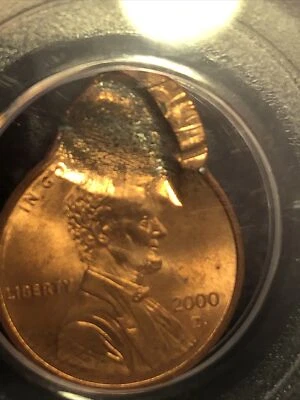 2000 D Lincoln  Error Pcgs Ms64 Double Strike 2nd Strike O/c +struck Thru Scrap - Image 1 of 4
