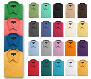 Omega Men's Short Sleeve Dress Shirt - Picture 1 of 31