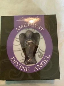 Carved African Amethyst Gemstone Peace Angel Pocket Guardian Angelhealing Statue - Picture 1 of 5