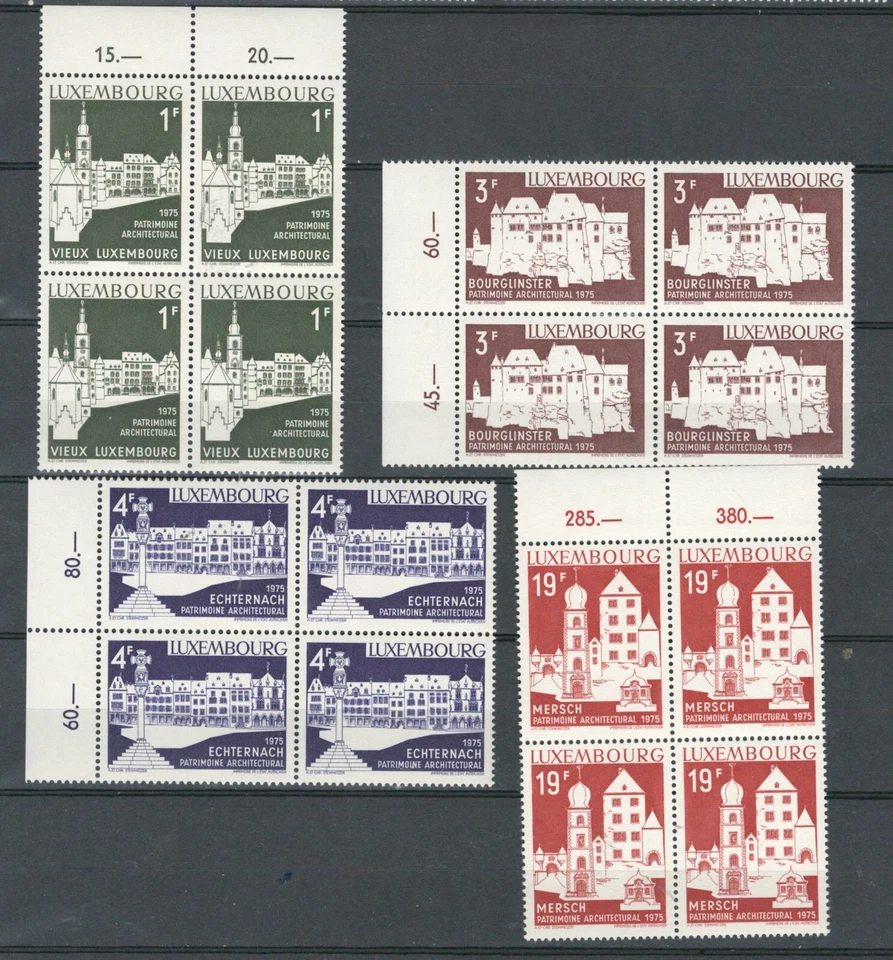 LOTE DE 4 SELLOS ARQUITECTURA BLOQUE MNH LUXEMBURGO EUROPA (LUXEM 714) Foto 1 de 1