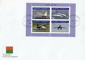 Madagascar 2019 FDC Tupolev Tu-144 Aircraft 4v M/S Cover Aviation Stamps - Picture 1 of 1