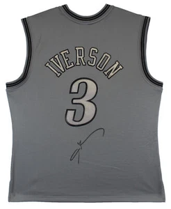 76ers Allen Iverson Authentic Signed Grey M&N HWC Swingman Jersey BAS Witnessed - Picture 1 of 4