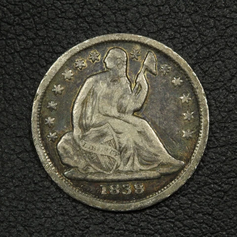 1838 No Drapery Seated Liberty Silver Half Dime Cover