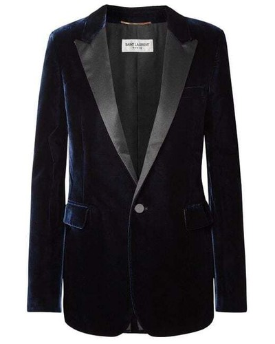 SAINT LAURENT (YSL) SAINT LAURENT giacca smoking smoking raso velluto navy smoking blazer 6 8