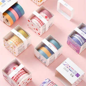 Juego de 5 rollos de cinta Washi de acuarela japonesa cinta colorida para álbumes de recortes - Imagen 1 de 25