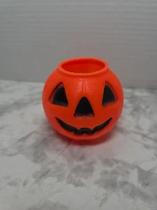 Vintage Carolina Halloween Jack O' Lantern Blow Mold 3” Pumpkin Container - Picture 1 of 13