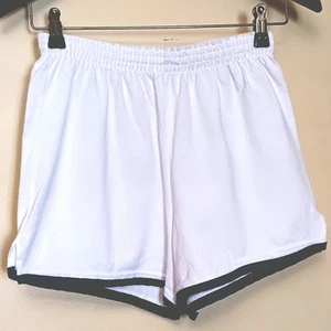 White Blue trim Soffe Cotton/Poly Blend Knit Shorts Juniors Size Medium  - Picture 1 of 10