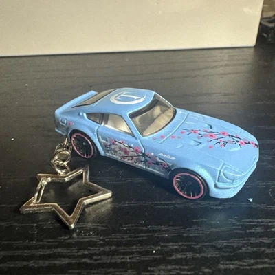 Datsun 240z Blue JDM Diecast Keychain 1:64 Hot Wheels Matchbox Gift Cherry Bloss - Image 1 of 2