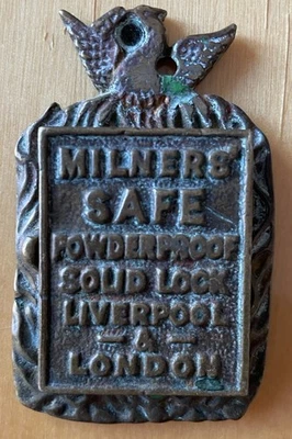 Antique Brass Safe Lock Plate For Milners Powder Proof Safe c1850s - Image 1 of 3