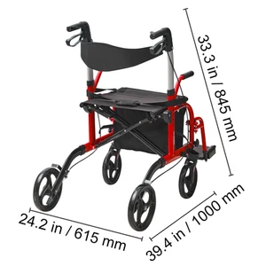 Succebuy 2 in 1 Rollator Walker & Transport Chair for Seniors Folding Rolling Wa - Picture 1 of 15