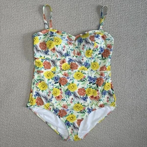 Torrid One Piece Swimsuit Womens Size 3X floral Yellow Blue Wings Beach Boho - Picture 1 of 6