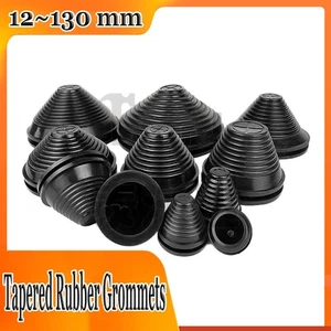 Tapered Rubber Grommets 12mm-130mm Black Seal Plugs Gaskets Cable Wiring Protect - Picture 1 of 10