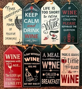FUNNY WINE WOONDEN SIGNS QOUTES HANG IN ROOM KITCHEN PARTY GIFT DECORATION - Picture 1 of 9