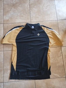 Vtg Reebok NFL Team Apparel New Orleans Saints Mens Black & Gold Polo Shirt XL - Picture 1 of 6