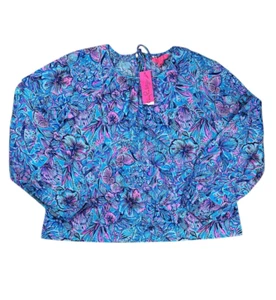 Lilly Pulitzer Rilynn Long Sleeve Breakwater Blue Shells N Bells Top Size M NWT - Picture 1 of 8