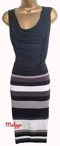 KAREN MILLEN 🙂 AUFFÄLLIGER WINDLAUF VORHANG TOP STREIFEN ROCK BLEISTIFTKLEID 🙂 UK 3/12-14 - Bild 1 von 5