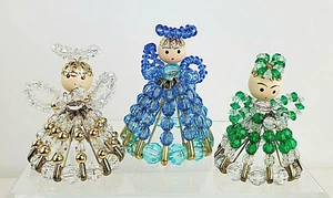 3 Vintage Handmade Safety Pin & Beaded Angels - All Different - Picture 1 of 8