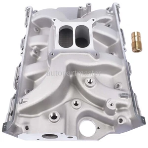 Colector de admisión de aluminio estilo plano doble satinado 7105 para Ford 352, 360, 390 - Imagen 1 de 11