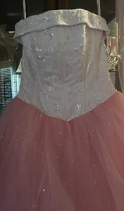 Michaelangelo Dyed Pink Strapless Tulle Wedding Dress Ball Gown Gloves Veil 10 - Picture 1 of 6