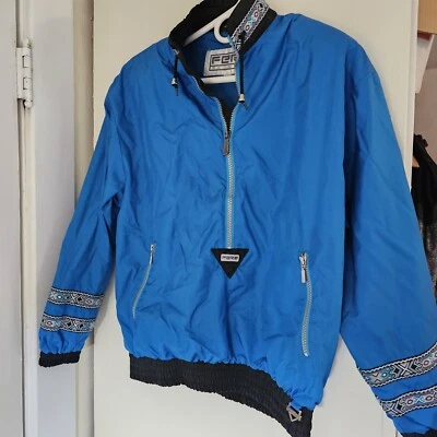 Fera Woman's Vintage Ski Wear Jacket Pullover 1/2 Zip Sz  10 Blue Y2k Preppy Foto 1 de 4