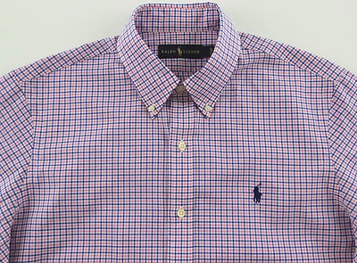 Camisa a Cuadros Para Hombre Ralph Lauren Azul Rosa Blanco Extra Grande XL NUEVA CON ETIQUETAS NUEVA Poni Azul Foto 1 de 4