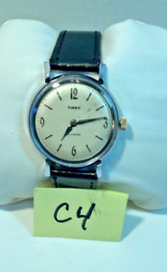 Vintage Marlin Mens 1959 Timex 34MM Mechanical Silver Watch 20101 Running + New
