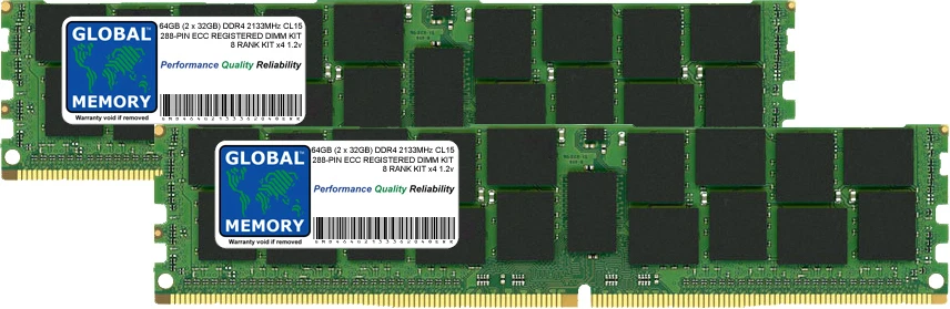 64GB (2x32GB) DDR4 2133MHz PC4-17000 288-PIN ECC REGISTERED RDIMM SERVER RAM KIT - Image 1 of 1