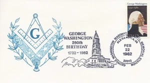 1952 20c G. WASHINGTON - Unbekannter Freimaurer - U/O Alexandria, VA Stempel #2 - Bild 1 von 1