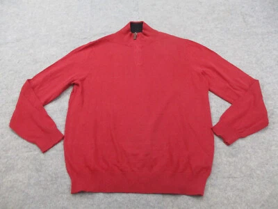 Suéter Grayson & Dunn Para Hombre Extra Grande Rojo Pullover Cuarto Cremallera Algodón Tejido Foto 1 de 4