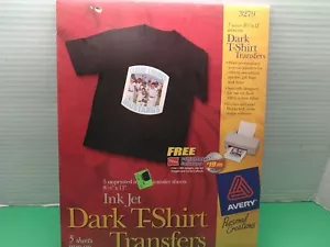 T-shirt Transfers AVERY tessuto scuro trasferimenti cinque (5) fogli FERRO SU getto d'inchiostro - Foto 1 di 15