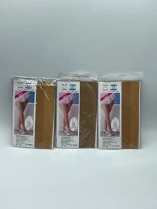 Vtg 80's 90's ANGELINA Knee high 100% Nylon Pinup Rare Pack 3 Suntan/Beige - Picture 1 of 5