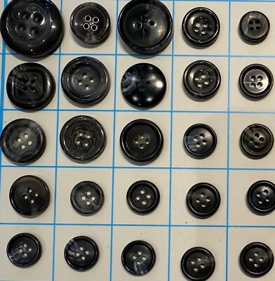 25 botones de costura antiguos vintage de plástico de tortuga a rayas grises negros Foto 1 de 4