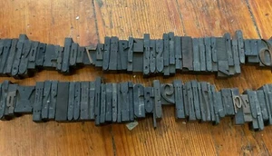 Antique Letterpress Printer WOOD TYPE Mix 90+ Piece Alphabet Numbers Symbols - Picture 1 of 15