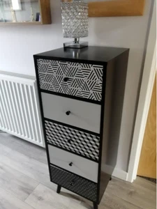Tall Slim Chest of Drawers 5 Tier Bedroom Storage Unit Narrow Cabinet Modern - Picture 1 of 3