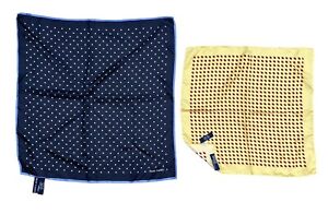 (2) Polo Ralph Lauren Italy/Japan 100% Silk Pocket Square 17” & 21”