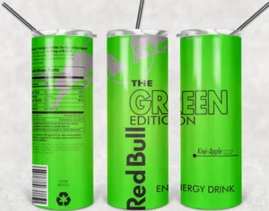 Vaso de acero con pajita Red Bull Green Edition Kiwi-Apple Energy Drink (20 OZ) - Imagen 1 de 4