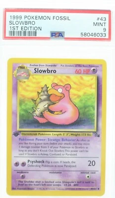 PSA 9 MINT 1999 Pokémon Fossil #43 Slowbro 1st Edition !!! - Image 1 of 4