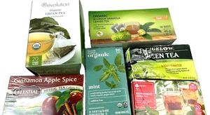6 Pack Boxes Variety Celestial Seasonings Bigelow Revolution Green Black - Picture 1 of 7